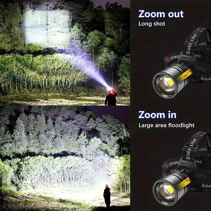 Lampe frontale LED puissante en alliage d'aluminium, haute luminosité, Rechargeable, pour Camping, recherche, chasse, pêche
