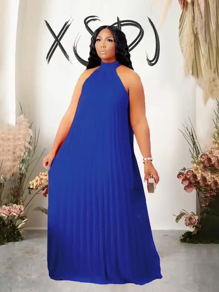 Robe longue plissée en mousseline de soie pour femme