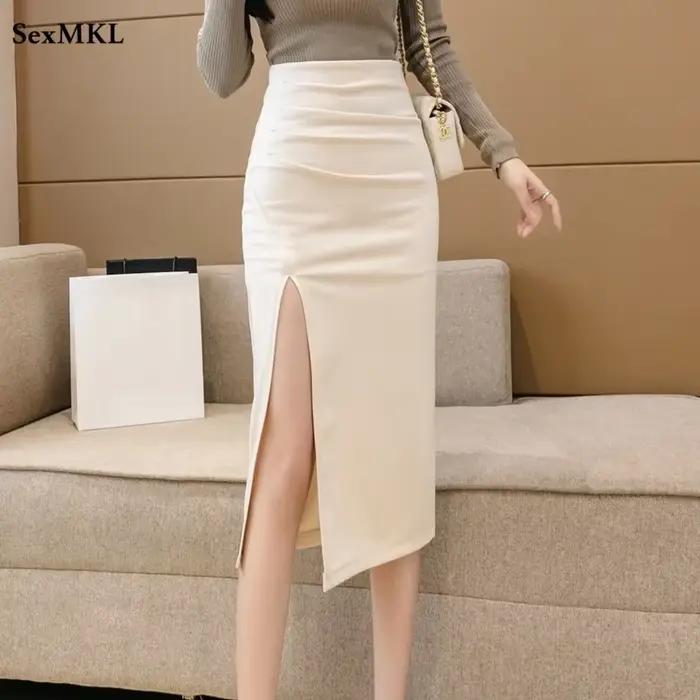 Jupe Owmen 2024 mi-longue en polyester avec tour de taille empire pour femmes style bureau et occasions spéciales
