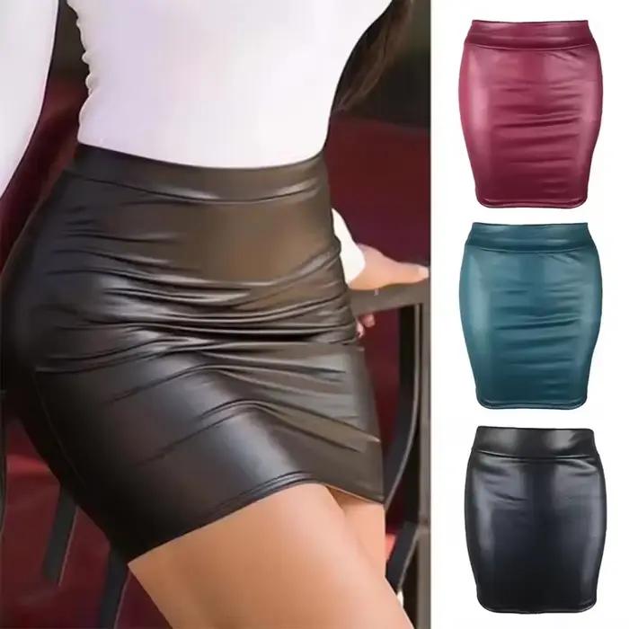 Femmes été Mini jupes taille haute coupe ajustée hanche crayon