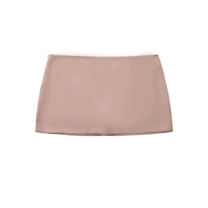 Mini-jupe pantalon femme effet satin mat
