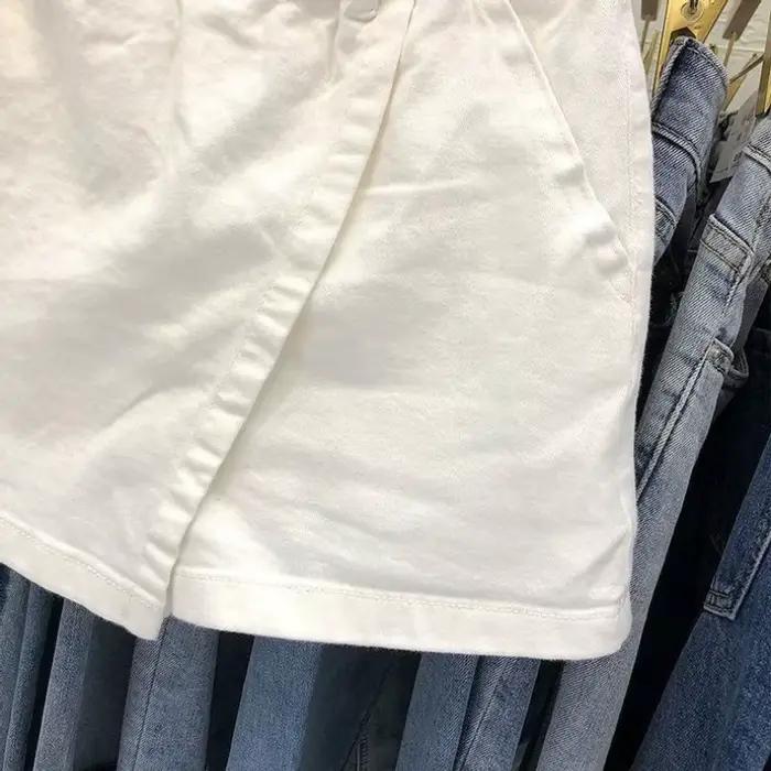 Jupe blanche femmes taille haute coton été