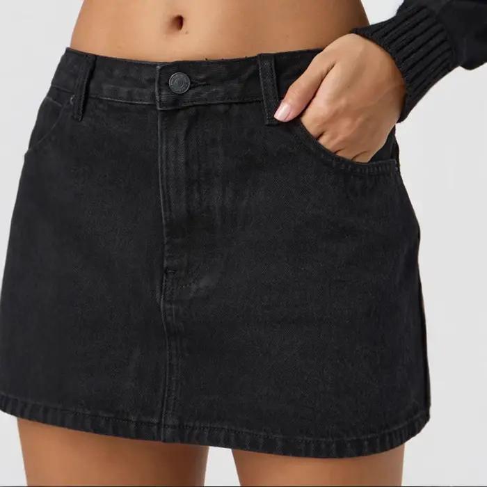 Vintage Denim Mini jupes pour femmes mode d'été taille haute droite courte Faldas décontracté Streetwear classique Jean jupe