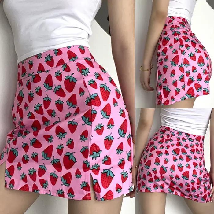 Mini-jupe vintage d'été taille haute pour femmes et filles