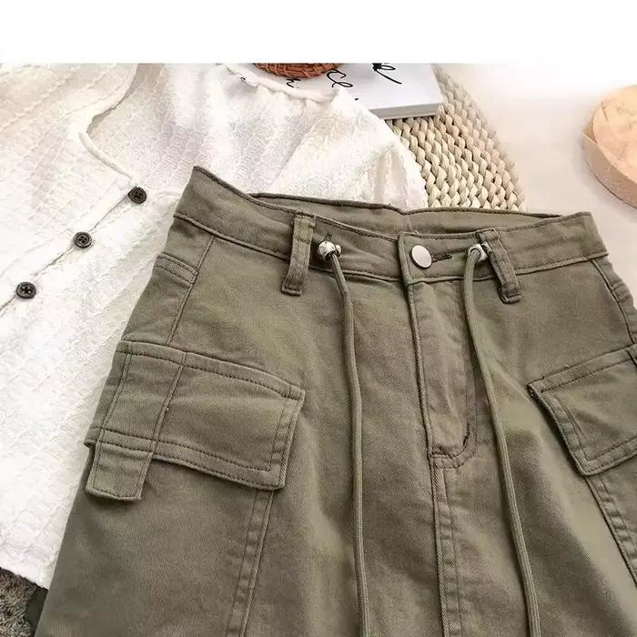 Mini-jupe en jean rétro taille haute avec cordons de serrage des deux côtés pour femme – Collection Automne 2025 – Design polyvalent et tendance