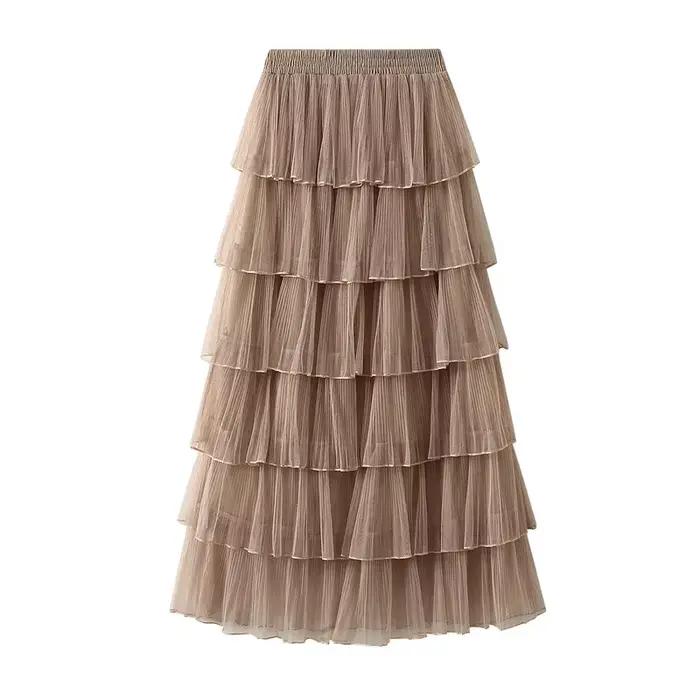 Jupe mi-longue en maille coréenne pour femme