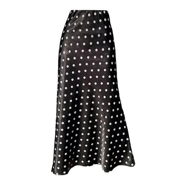Jupe sirène en satin à pois