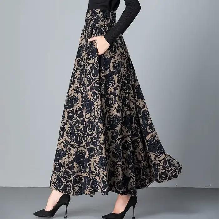 Jupe longue à imprimé floral pour femmes