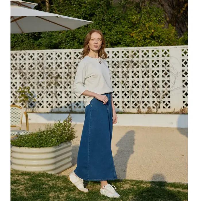 Jupe en denim de coton pour femme AP SS26, élégante