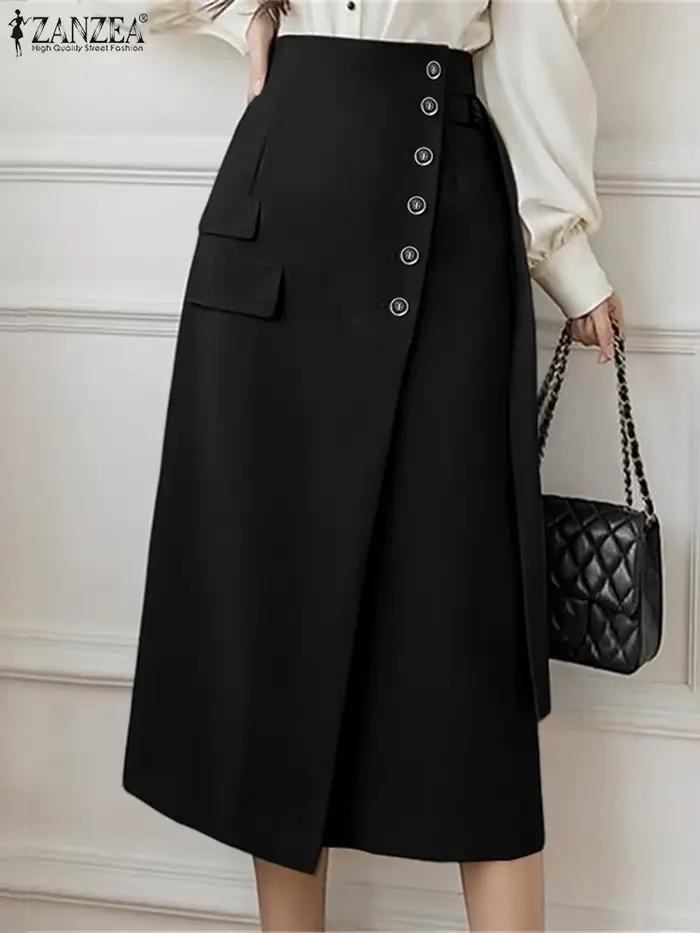 ZANZEA femmes automne longues Jupes Faldas Saia élégant bureau dame