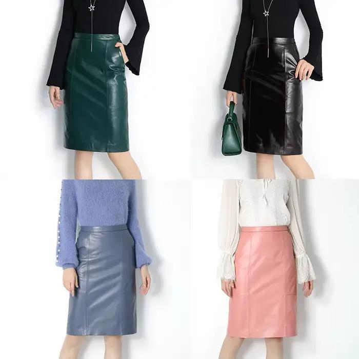 Jupe Longue Midi en Cuir group pour Femme