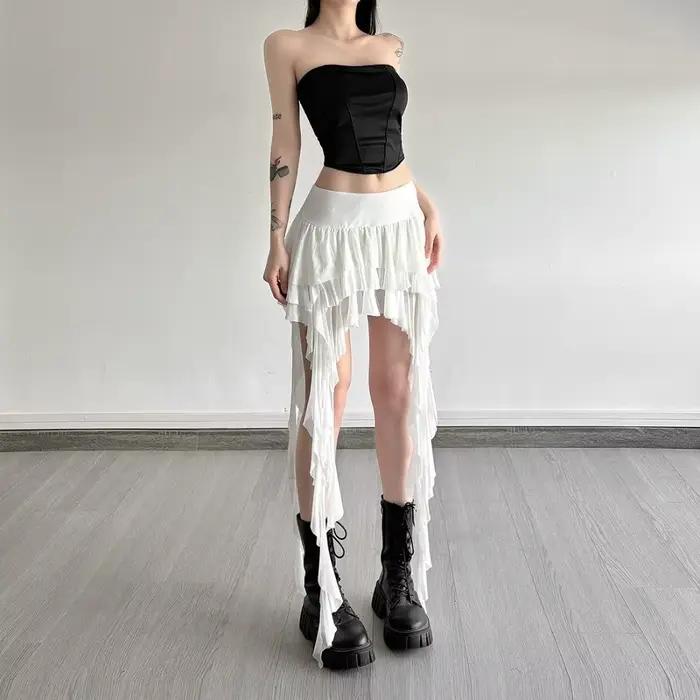 Jupe-short asymétrique bohème taille haute pour femme