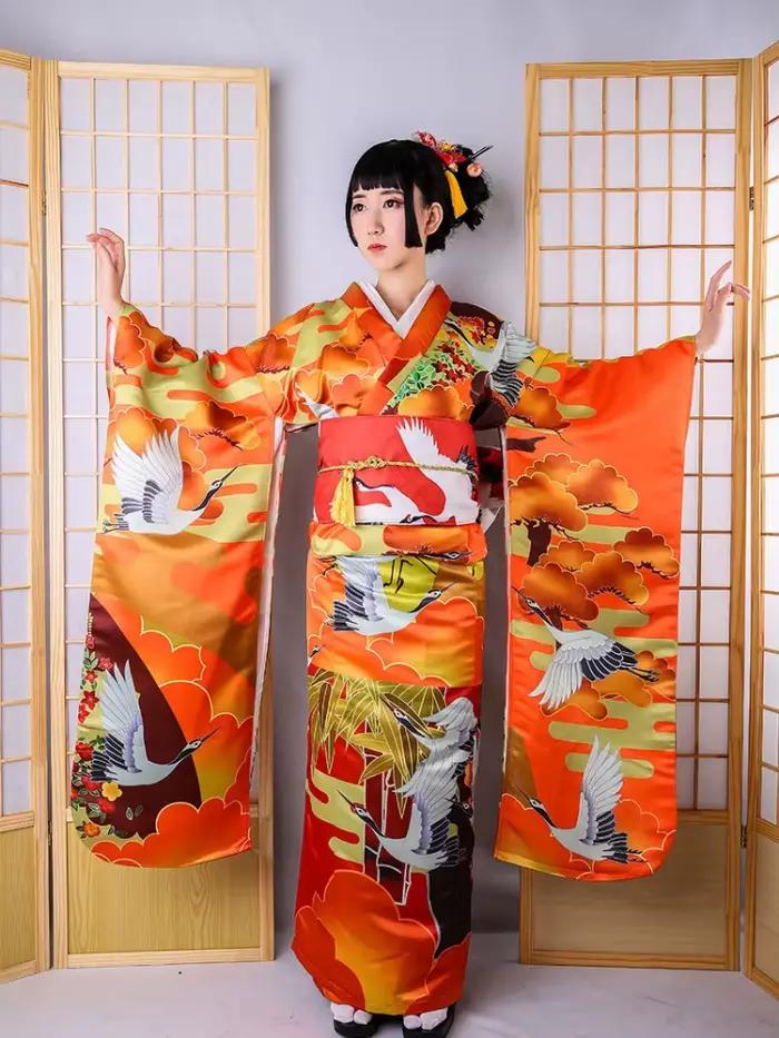 Robe Kimono à Manches sulfpour Femme, Tenue Formelle Japonaise, Imprimés Floraux, Costume Cosplay, pour Spectacle sur Scène