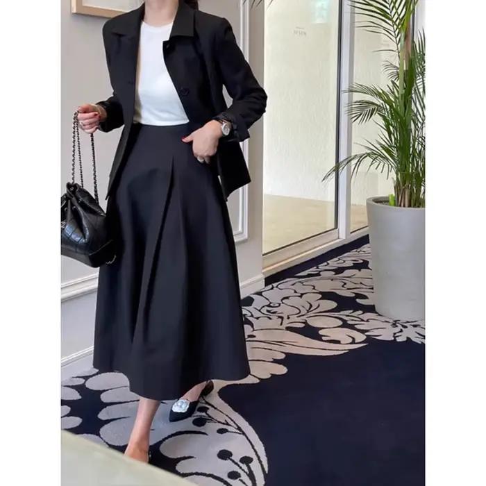 Hepburn-Jupe plissée taille haute pour femme