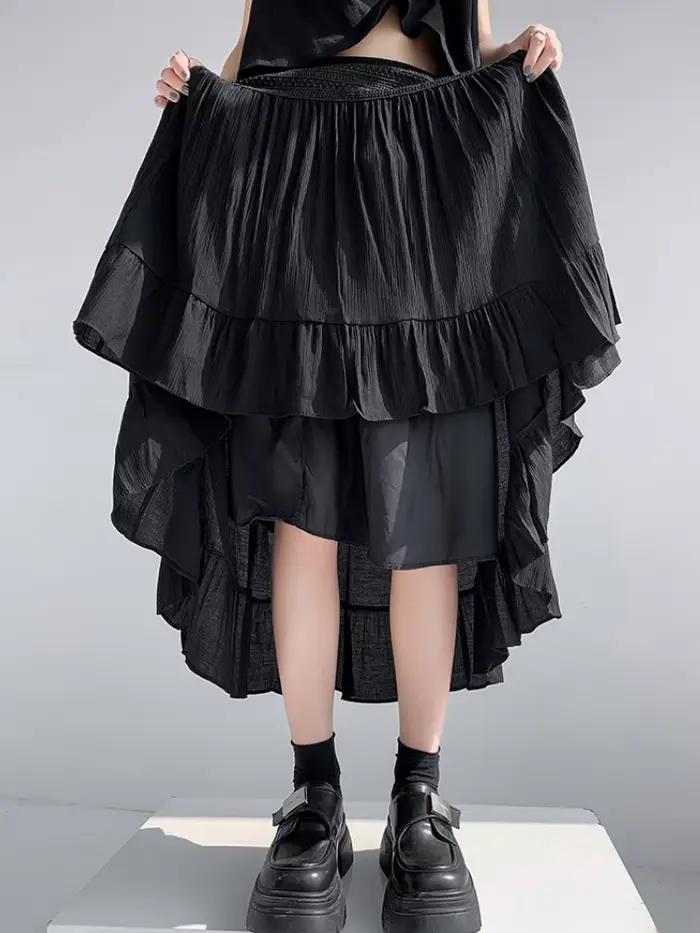 Jupe mi-longue en dentelle au crochet gothique polyester pour femmes junior printemps été 2024