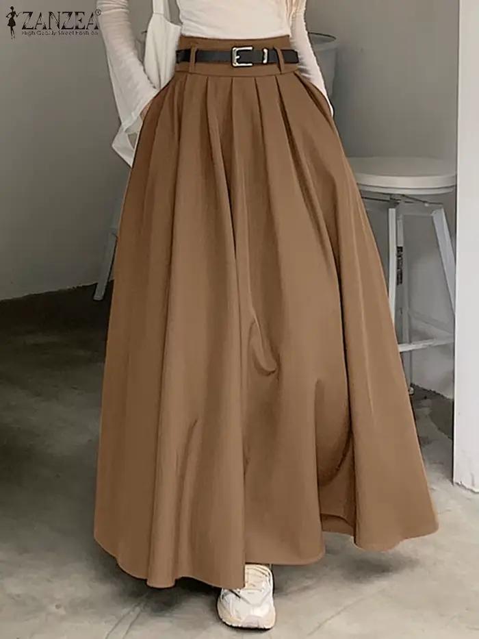 ZANZEA femmes taille haute Jupe coréenne plissée Swing