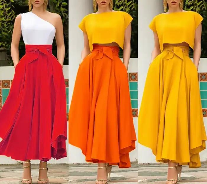 Jupes midi plissées à taille haute pour femmes