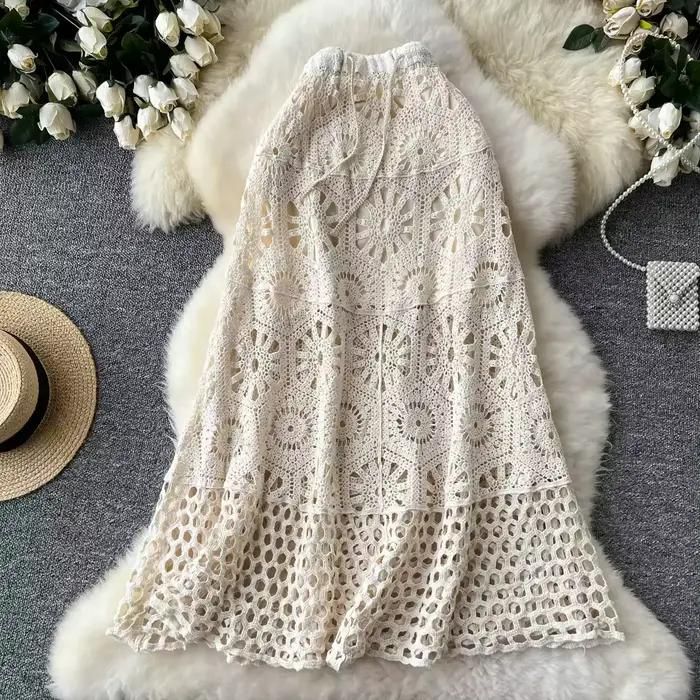 Jupe longue en coton fleuri pour femme
