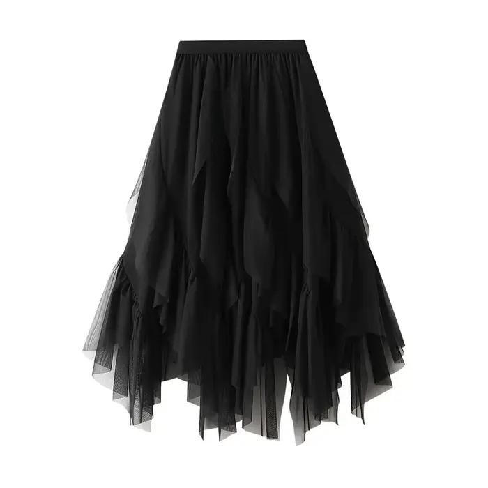 Jupe longue en tulle froncé pour femme
