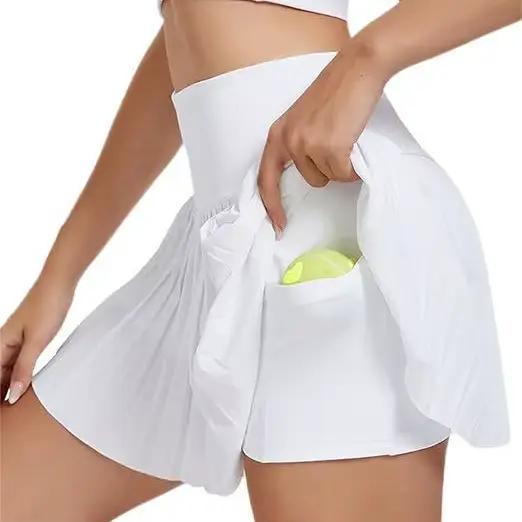 Jupe-short plissée taille haute pour femme