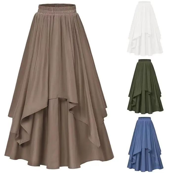 Jupe longue vintage à volants pour femme