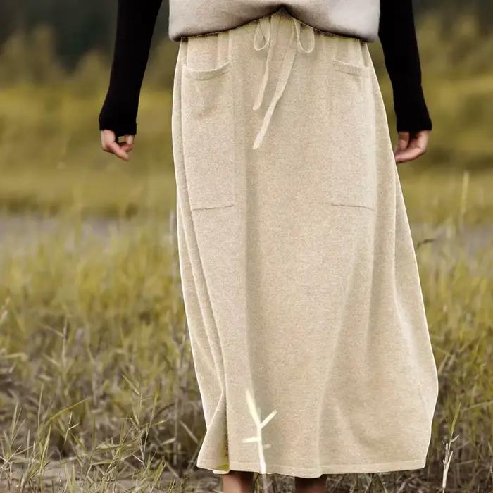 Jupe en laine mérinos pour femme
