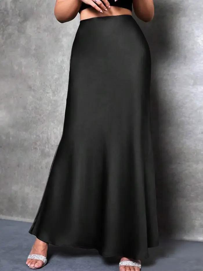 Jupe sirène en Satin noir pour femmes