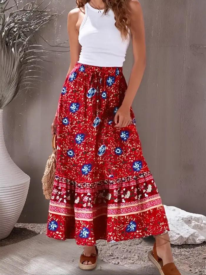 Jupe longue en coton rayonne pour femme