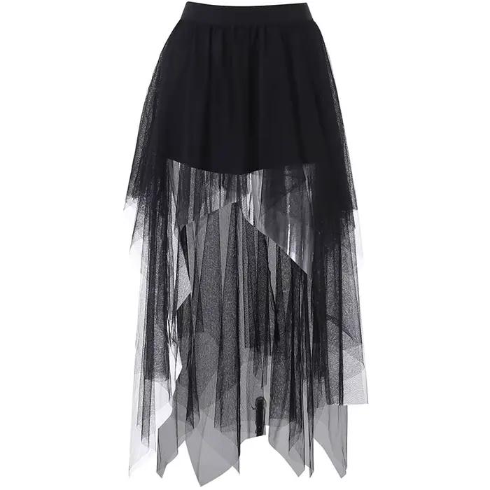 Jupe irrégulière taille haute en fil de filet pour femmes