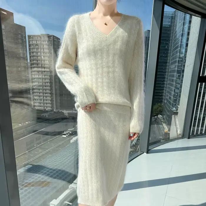 Jupe pull en laine de vison pour femme
