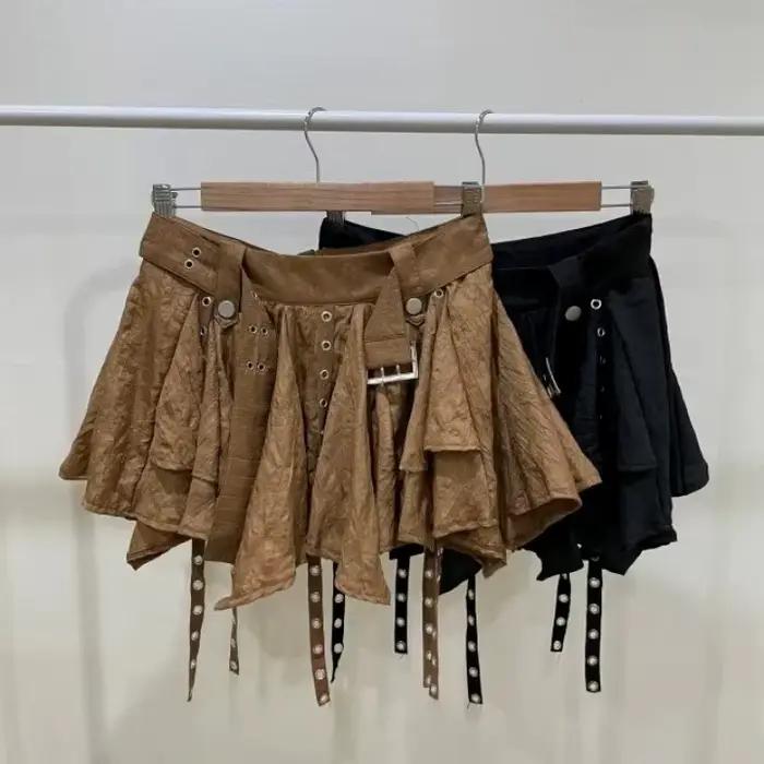Mini jupe multicouche froissée pour femmes