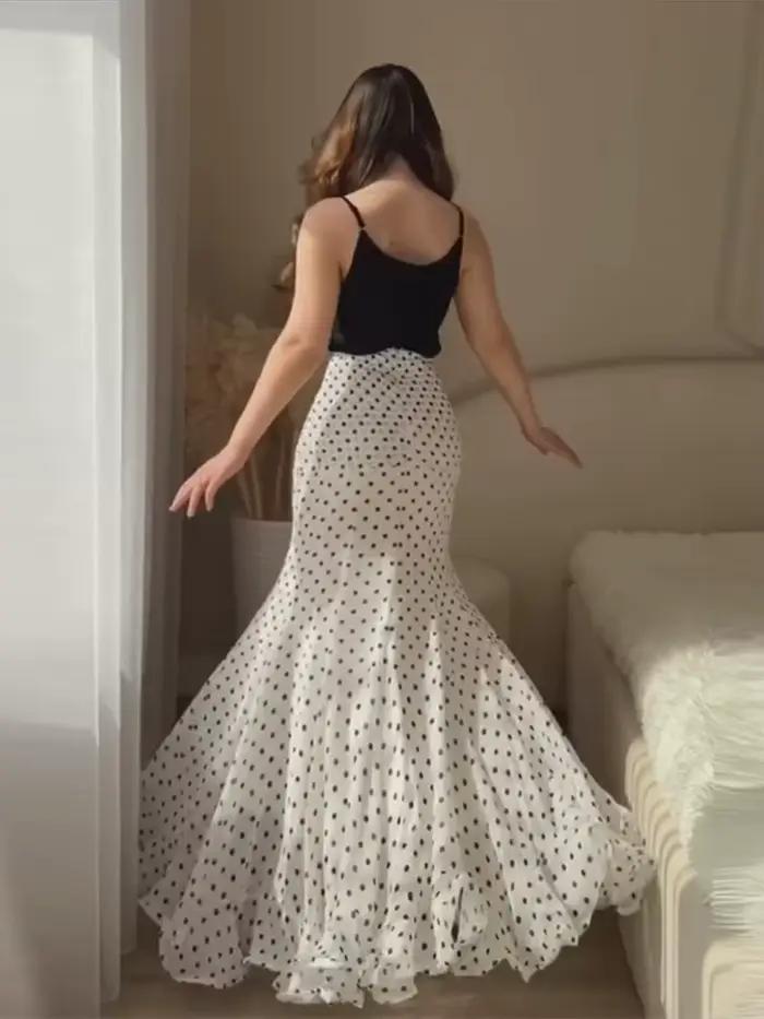 Jupe longue élégante à pois pour femme