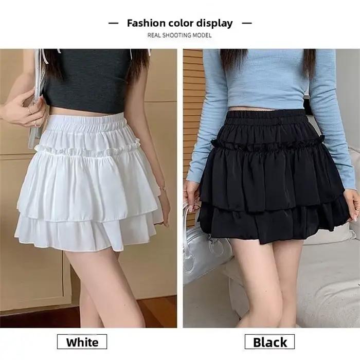 Jupe courte bouffante blanche style ballet pour femme, nouvelle collection été 2026, jupe mi-longue taille haute coupe trapèze ajustée, style 'Sweet Cake'