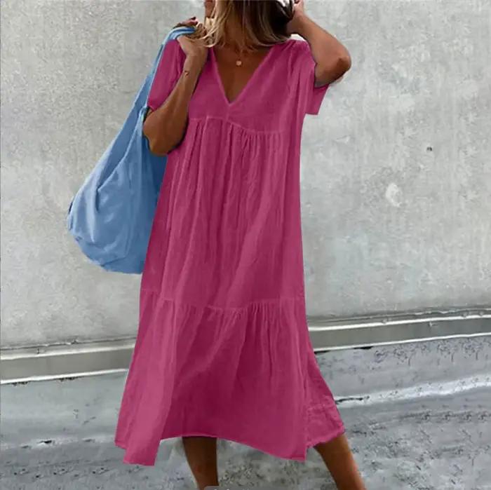 Jupe longue en coton et lin pour femmes