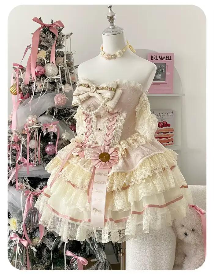 Ensemble de jupe rose Lolita originale pour filles