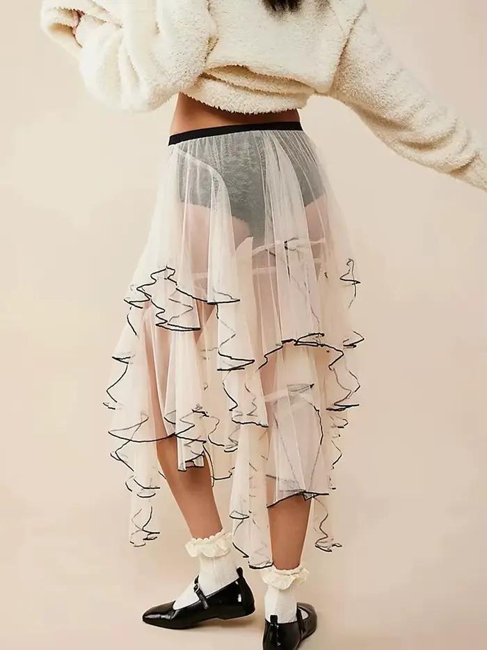 Jupe en tulle transparent pour femme