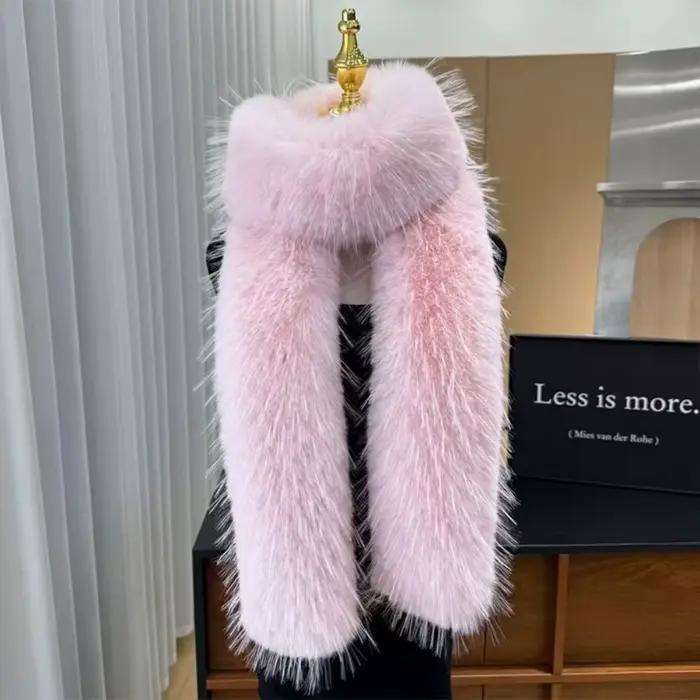 Écharpe longue en fausse fourrure pour femme, douce et épaisse, accessoire de mode féminin pour l'hiver, châle décoratif en fourrure, cache-cou pour soirée