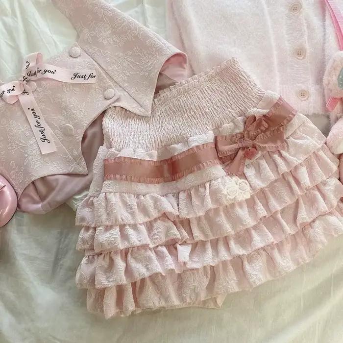 Gaono Lolita gâteau Mini jupes femmes japonais a-ligne taille haute jupe plissée Girly Kawaii amour Y2k