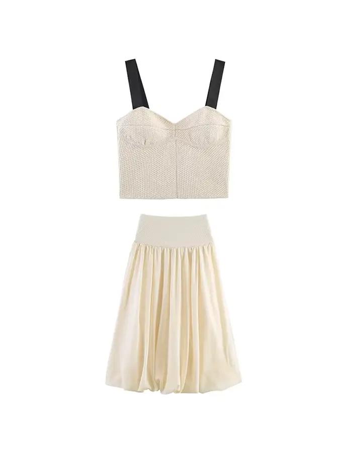 Ensemble jupe ballon en tricot pour femme