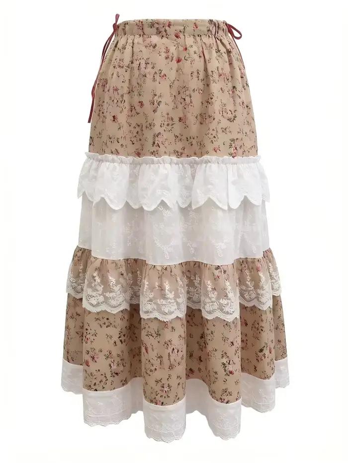 Jupe midi à volants pour femme