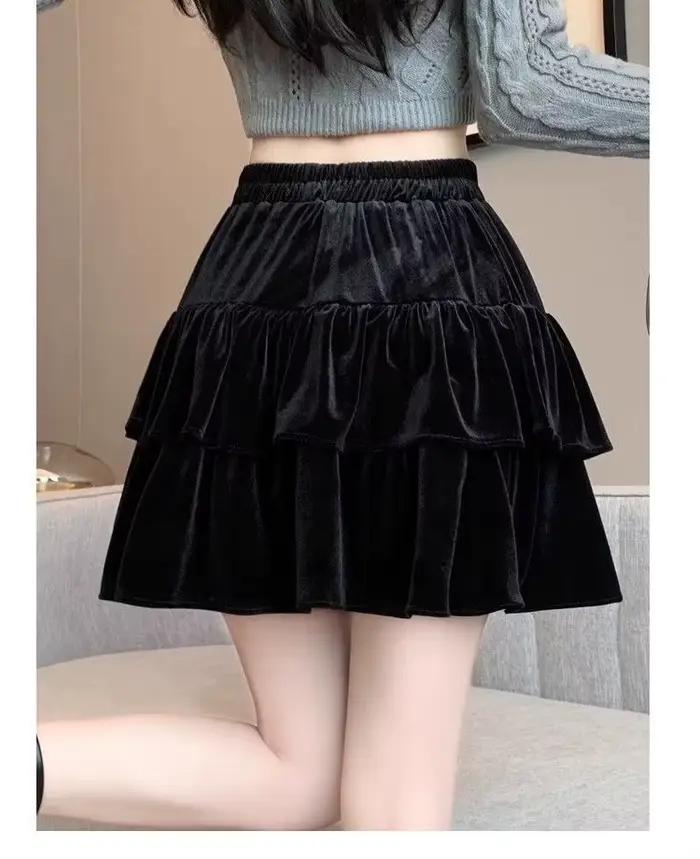 Jupe midi en velours pour femme