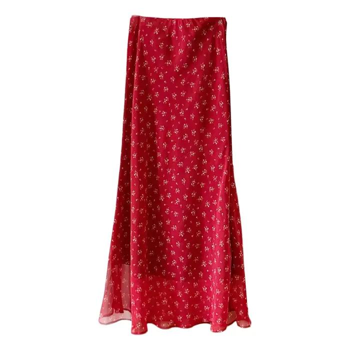 Jupe florale rouge pour femme