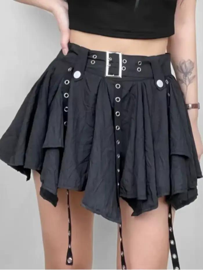 Mini jupe multicouche froissée pour femmes