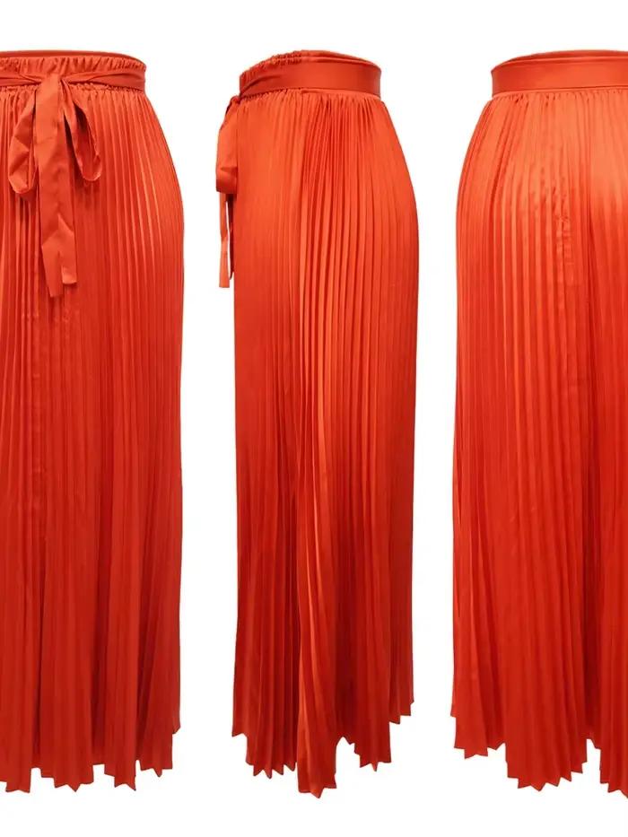 Femmes jupes plissées à lacets taille une ligne élégante à la mode Occasion formelle bureau dame modeste Date femme africaine nouveau 2025
