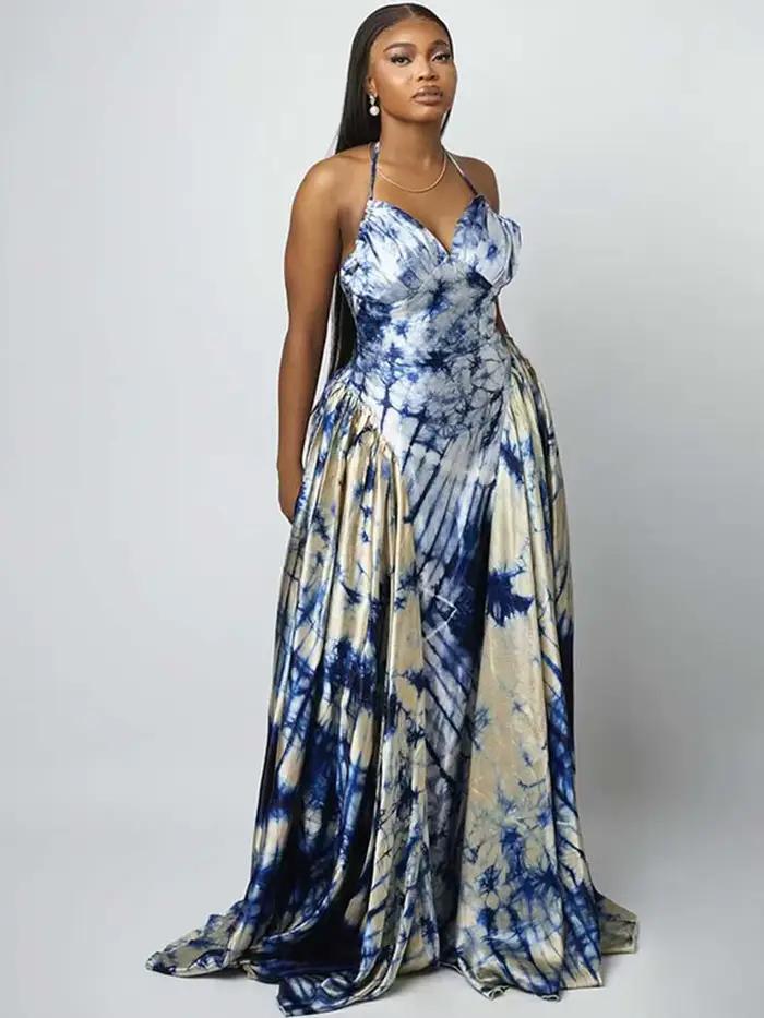 Robe longue à col licou pour femmes