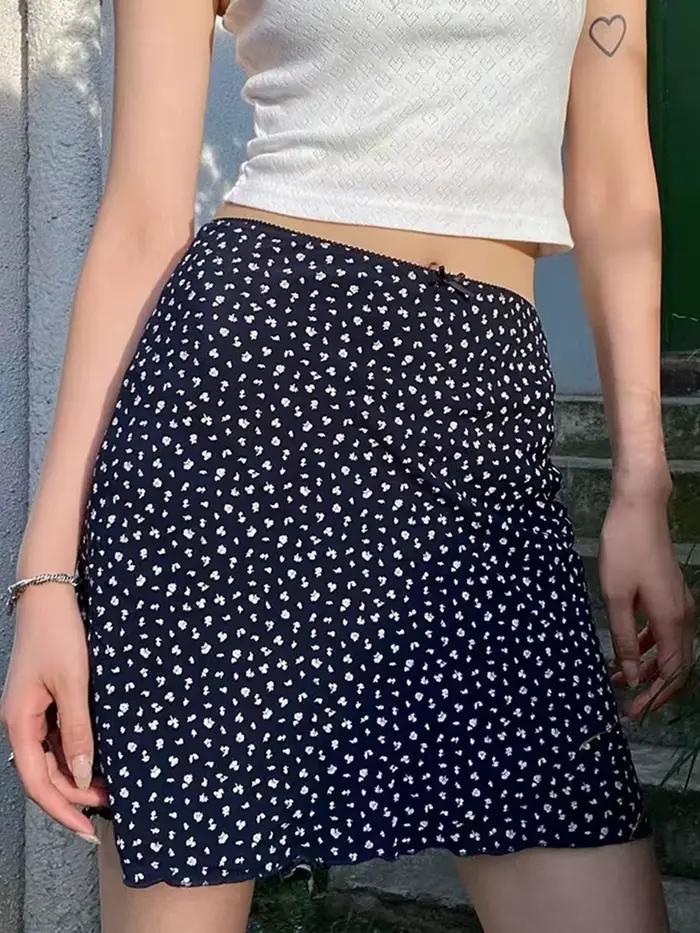 Jupe fleurie en coton polyester pour femmes style fairycore été mini ajustement ample occassions spéciales