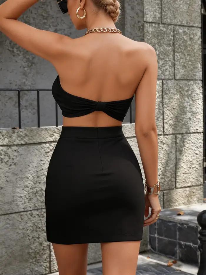 Jupe courte noire taille haute pour femme
