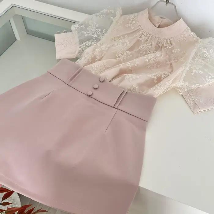 Jupe courte taille haute ajustée en dentelle pour femme Gentle Wind Heavy Industry