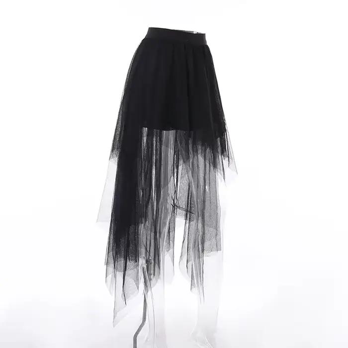 Jupes décontractées Punk Sexy Net fil taille haute jupe irrégulière pour les femmes été nouveau Style gothique européen et américain polyvalent