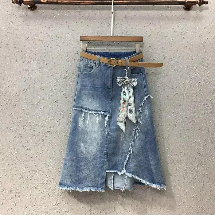 Jupes en jean à fermeture éclair pour femmes